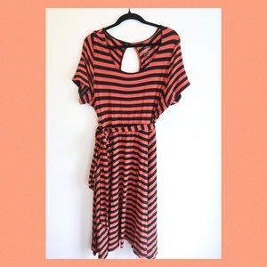 Torrid Super Soft Rust and Black Striped Skater Dress 2x
